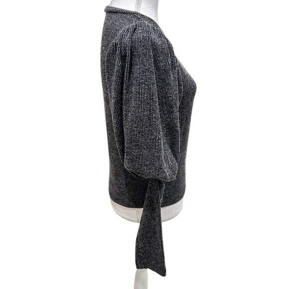 Zara puff mutton sleeve ribbed lightweight charcoal gray sweater size small - Picture 7 of 10